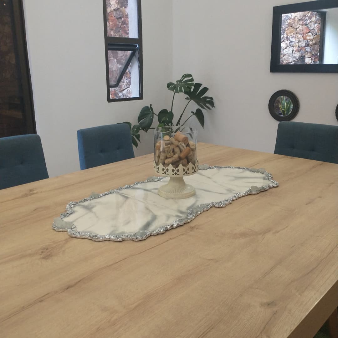Table Runner — Marble Silver - View 8