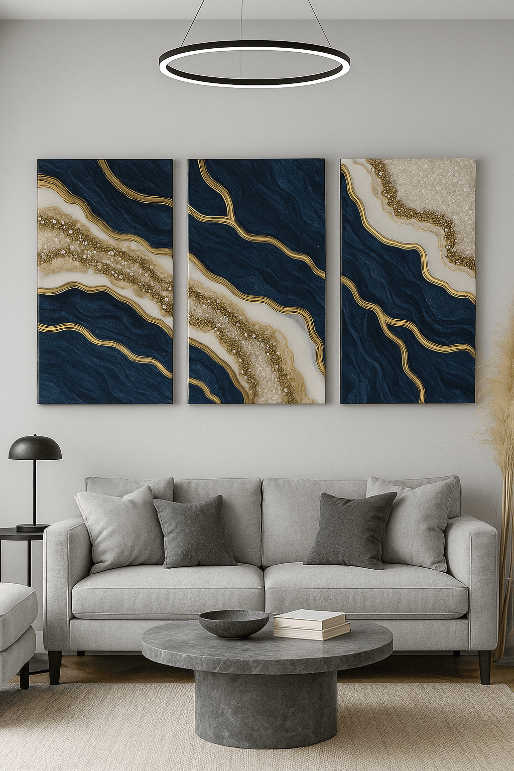 Cuadro Triptico AZUL PROFUNDO