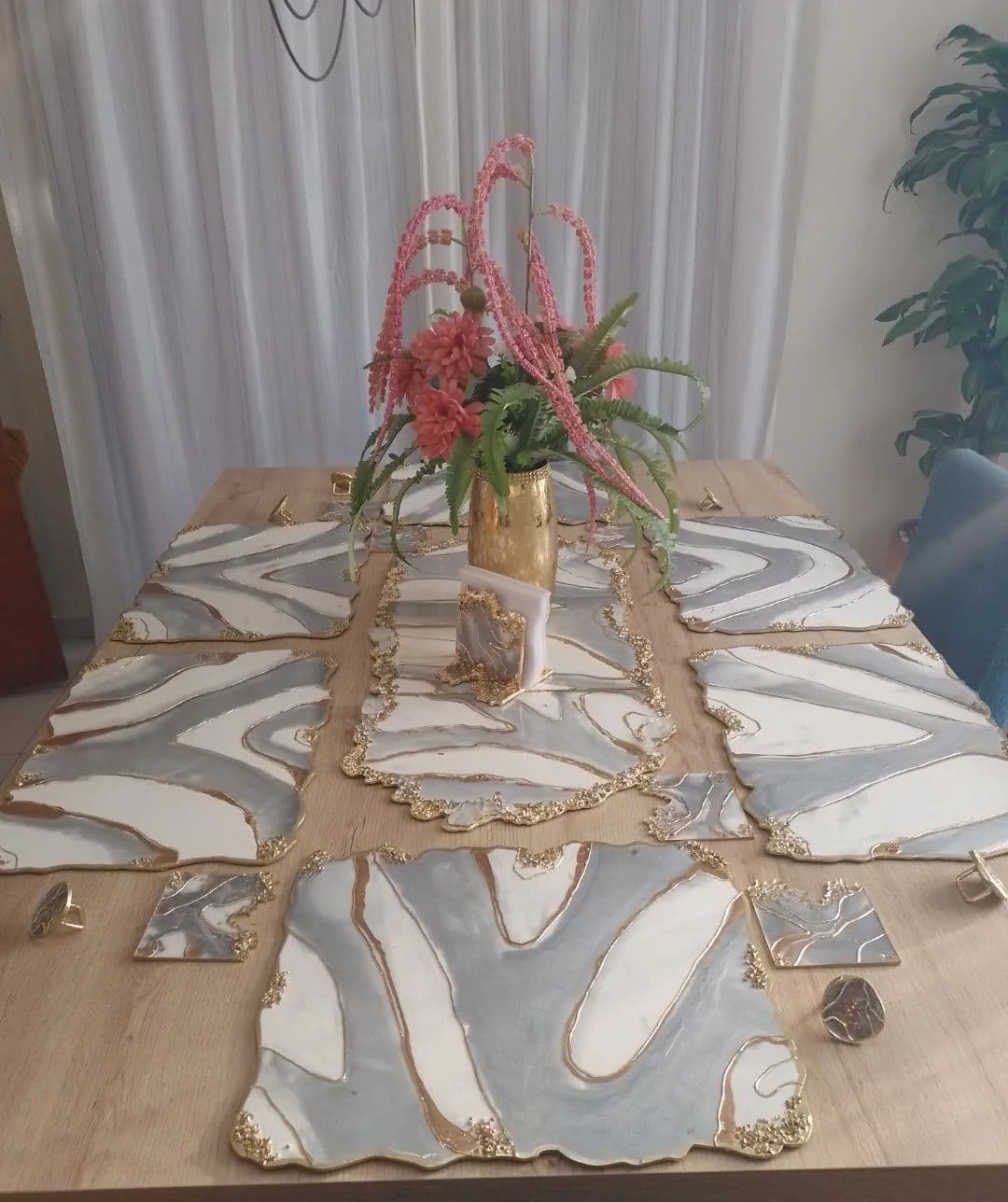 Set de Mesa MOSCU Luxury Gris Rectangular