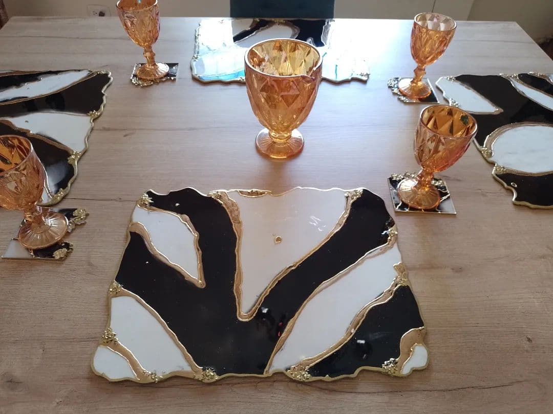 Set de Mesa MOSCU Blanco y Negro Rectangular - View 4