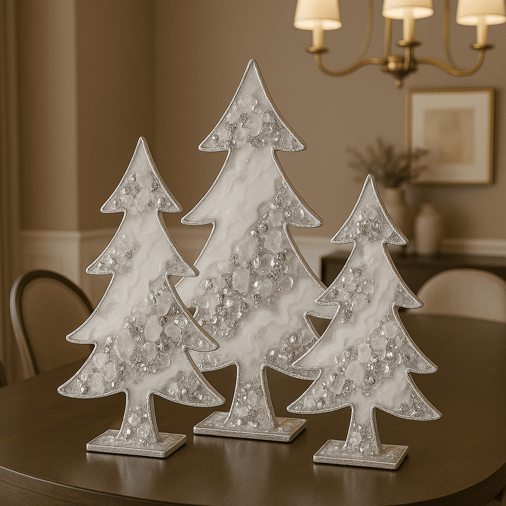 set Arbolitos x 3  plata