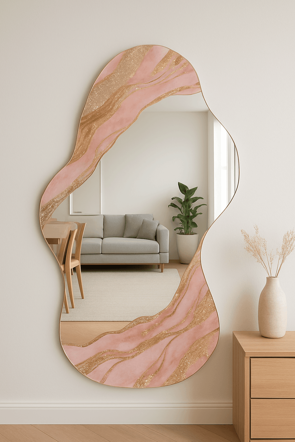 Espejo Irregular Rosa lux