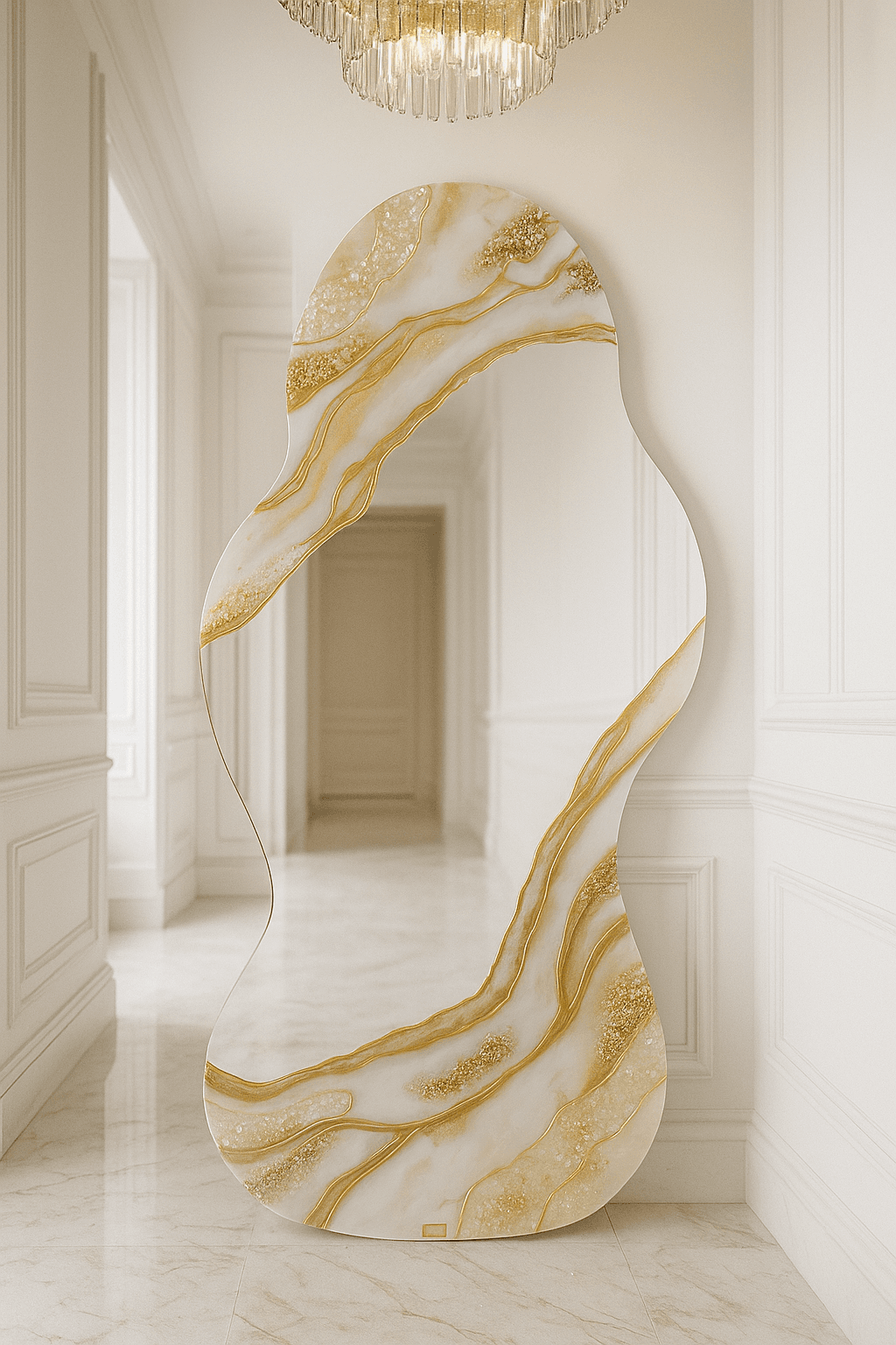 Espejo Irregular Blanco Gold