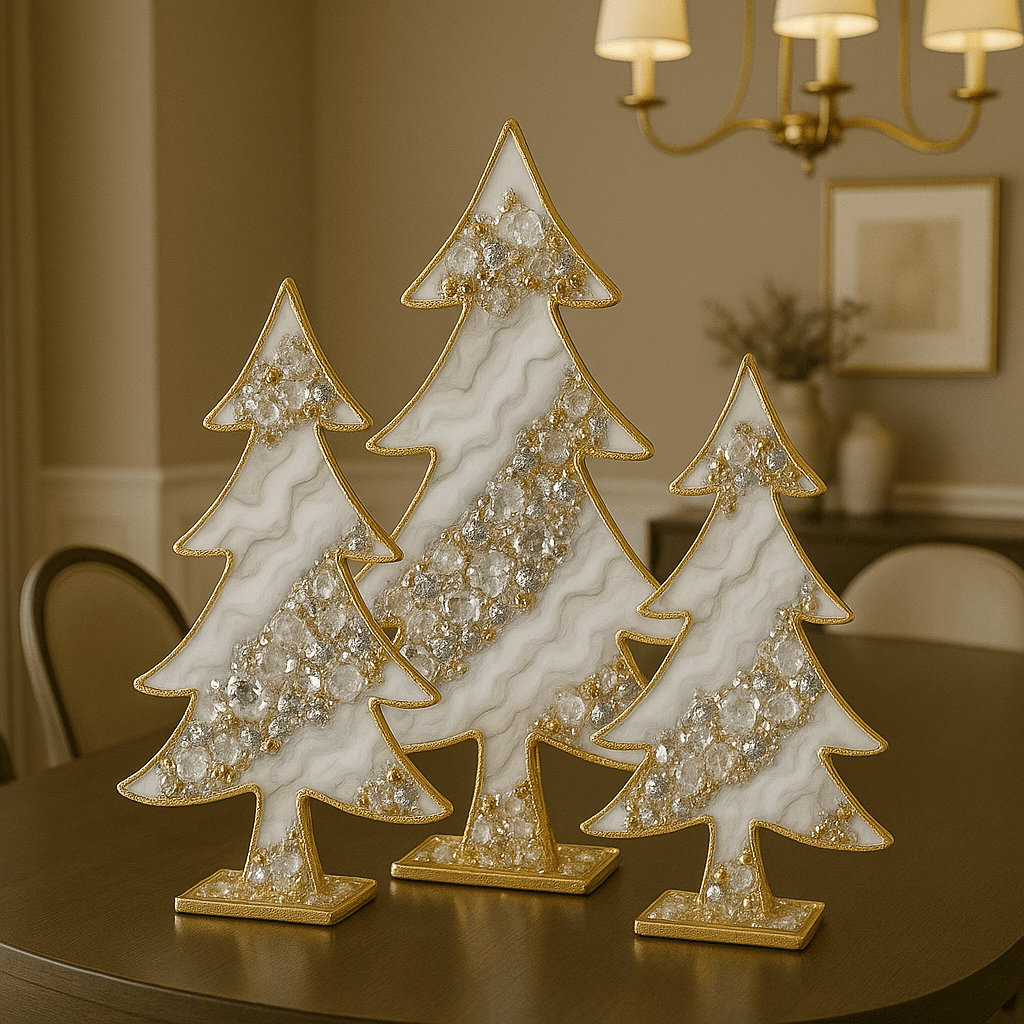 set Arbolitos x 3  blanco lux