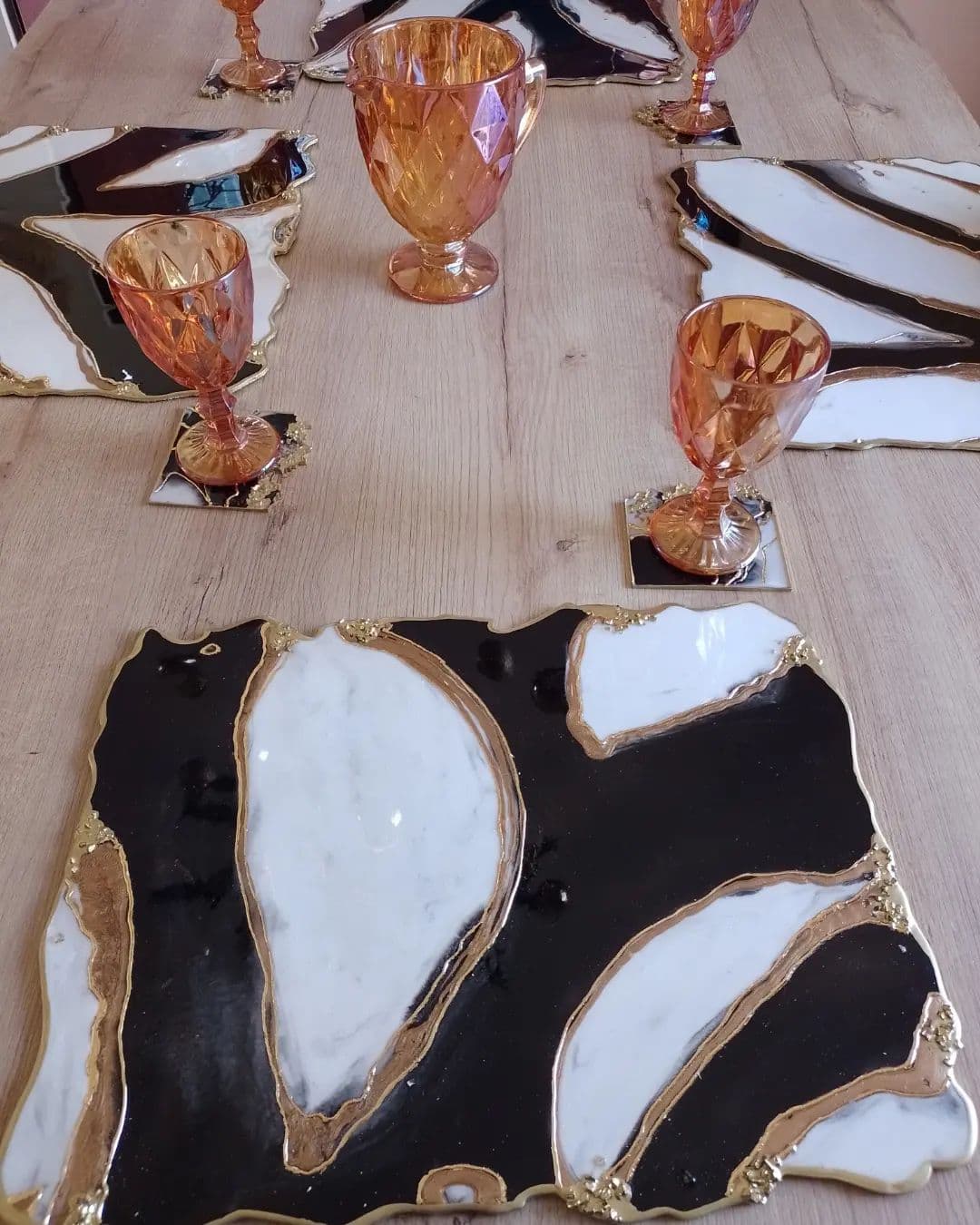 Set de Mesa MOSCU Blanco y Negro Rectangular - View 6